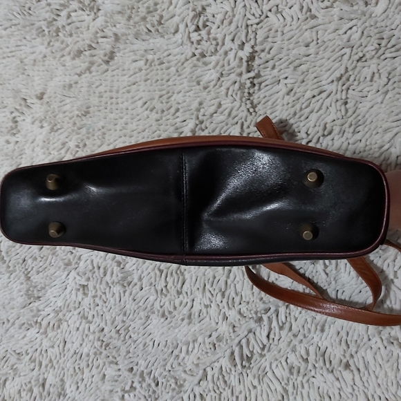 Opale brown & black leather shoulder bag - Picture 10 of 11